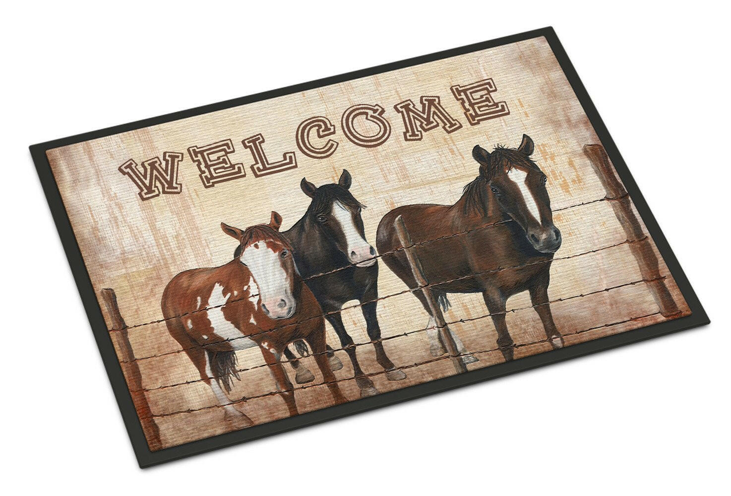Welcome Mat with Horses Doormat Indoor Outdoor 18H X 27W Front Door Mat Rugs for Entryway, Non Slip Washable