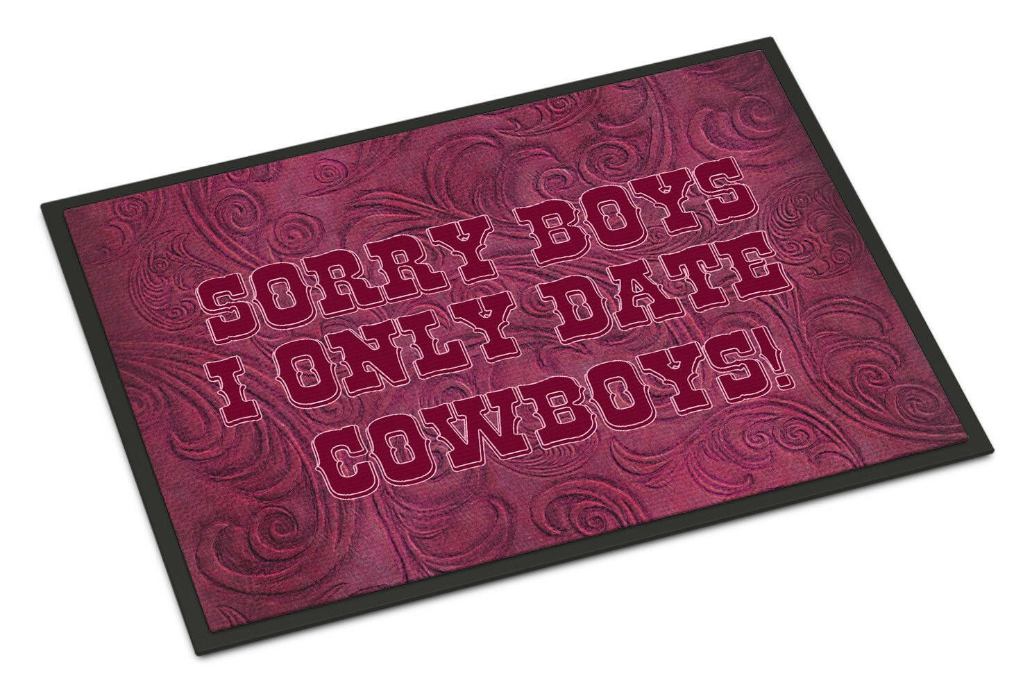 Sorry Boys I only date cowboys in pink Doormat Indoor Outdoor 24H X 36W Front Door Mat Rugs for Entryway, Non Slip Washable Low Pile,