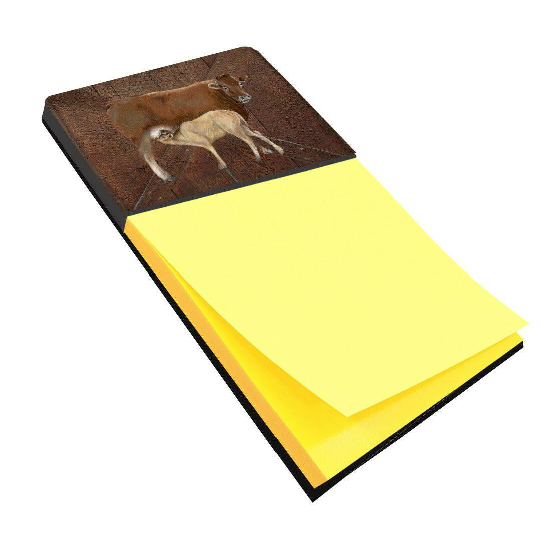 Cow Momma and Baby Watercolor Sticky Note Holder Refillable Dispenser Desk Accessory 3x3 Pad Gift