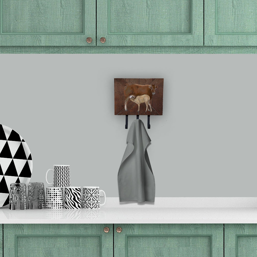 Cow Momma and Baby Leash or Key Holder Wall Hooks, Coat Rack Wall Mount, for Hanging Keys, Towels, Aprons, Leashes