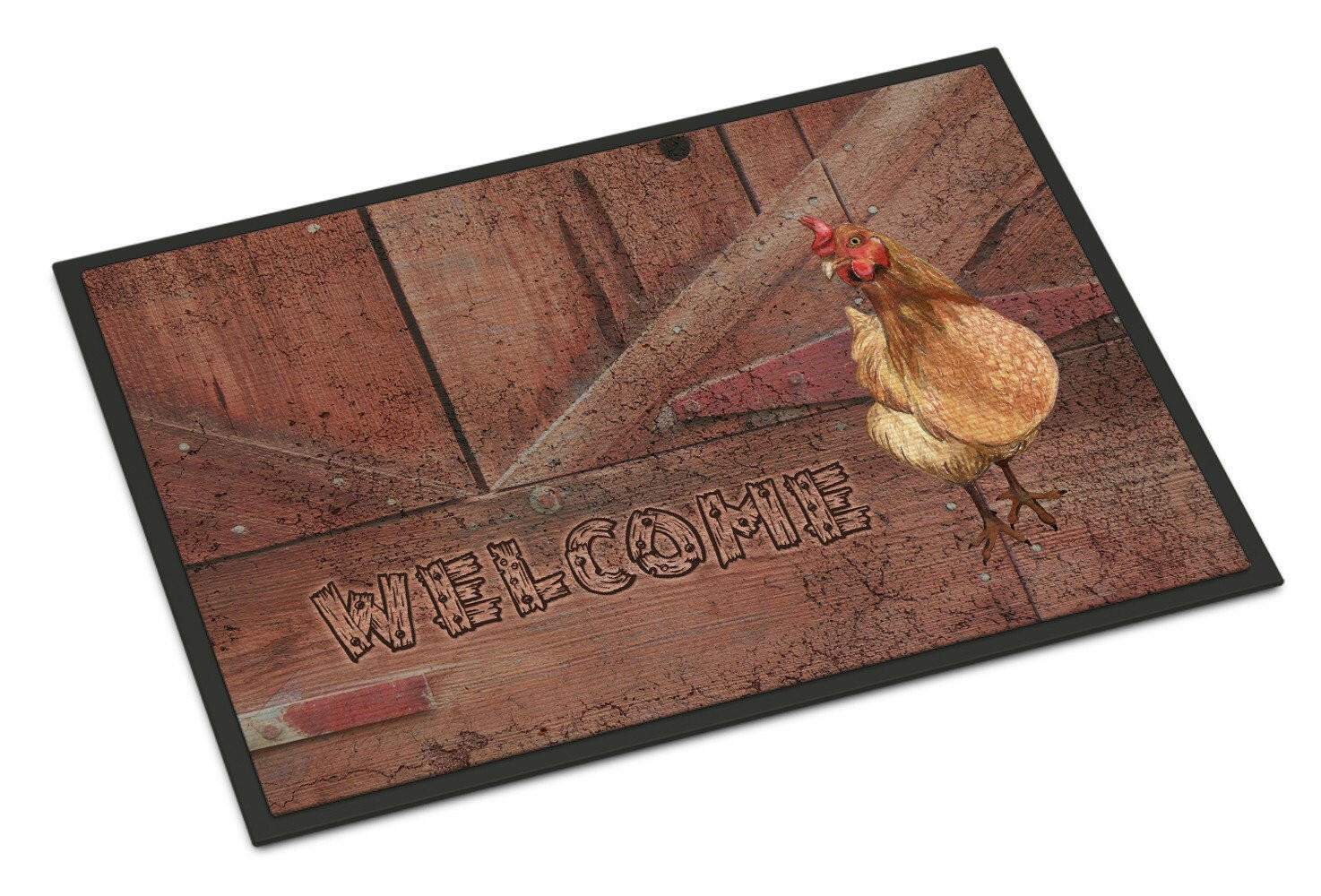 Welcome Chicken Doormat Indoor Outdoor 24H X 36W Front Door Mat Rugs for Entryway, Non Slip Washable Low Pile,