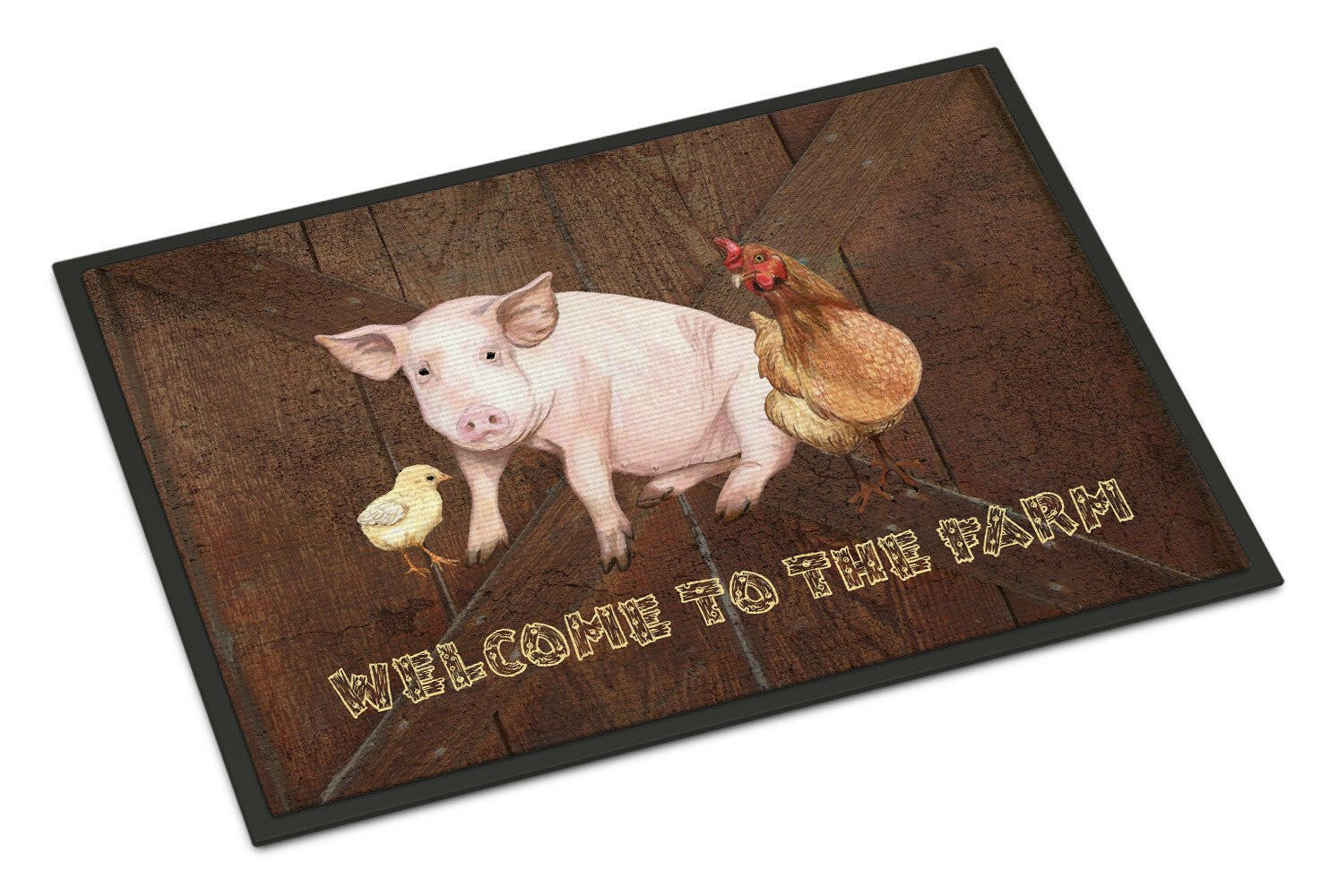 Welcome to the Farm with the pig and chicken Doormat Indoor Outdoor 24H X 36W Front Door Mat Rugs for Entryway, Non Slip Washable Low Pile,