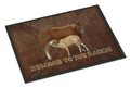 Welcome to the Ranch with the Cow and Baby Doormat Indoor Outdoor 18H X 27W Front Door Mat Rugs for Entryway, Non Slip Washable