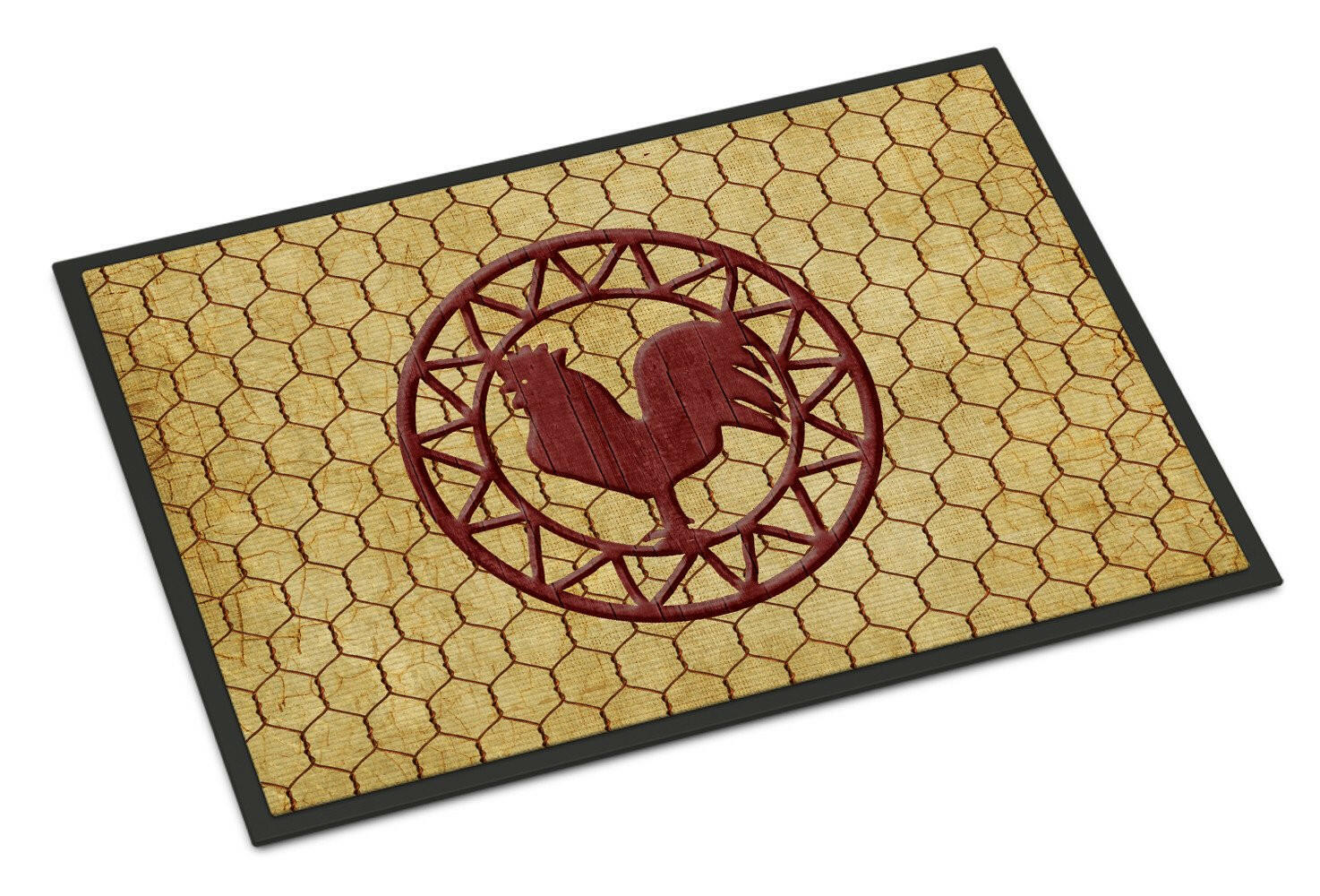 Rooster Chicken Coop Doormat Indoor Outdoor 24H X 36W Front Door Mat Rugs for Entryway, Non Slip Washable Low Pile,