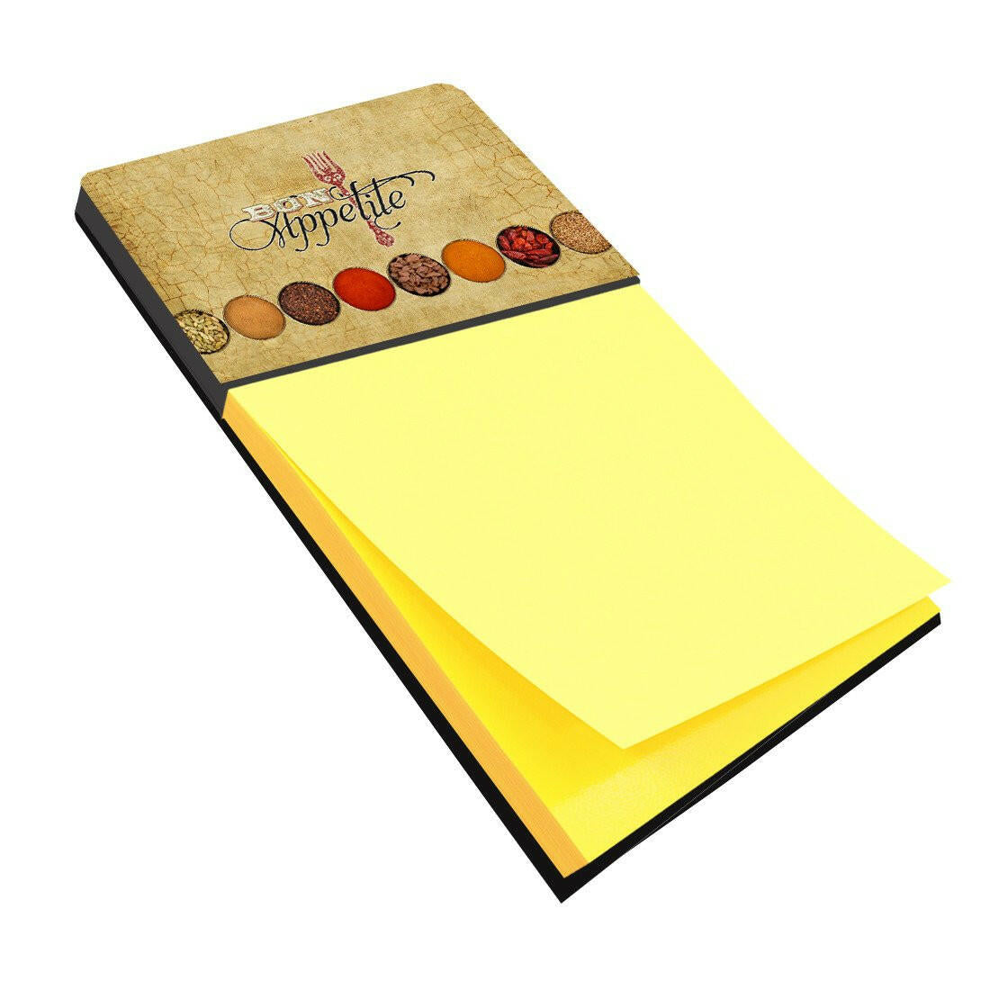 Bon Appetite and Spices Watercolor Sticky Note Holder Refillable Dispenser Desk Accessory 3x3 Pad Gift