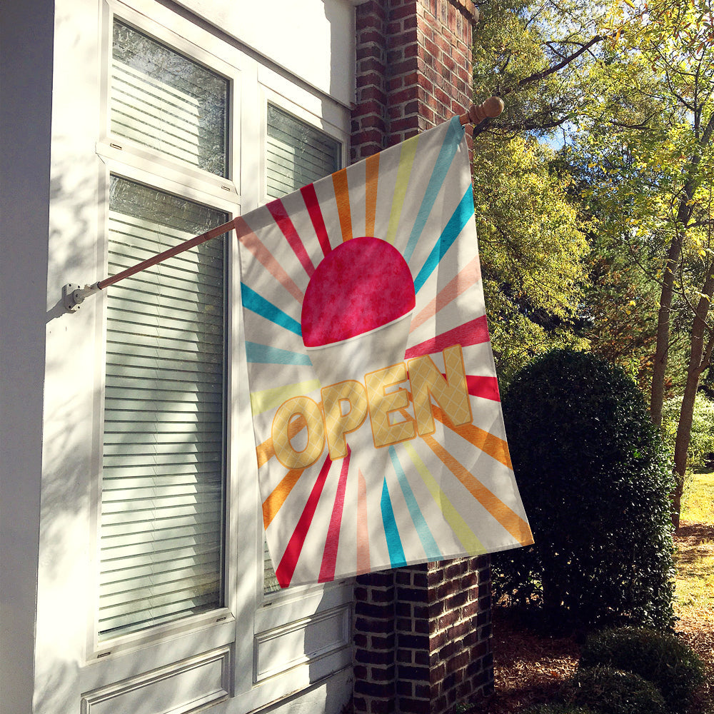 Snowball Snow cone stand Open House Flag 28x40 Porch Sleeve Pole Decorative Outside Yard Banner Artwork Wall Hanging, Polyester