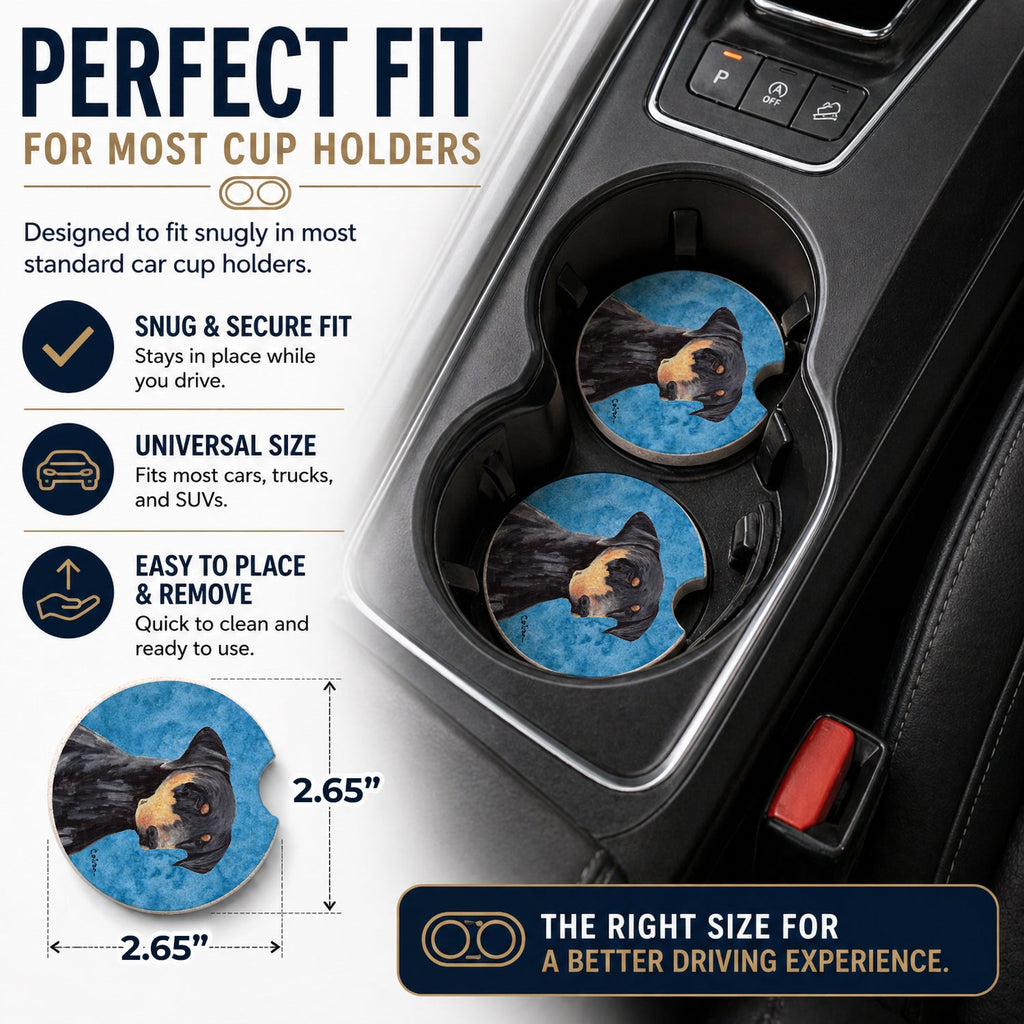Blue Doberman Set of 2 Cup Holder Car Coasters Absorbent Round Sandstone Coasters Gifts for Men or Women, 2.5, Multicolor