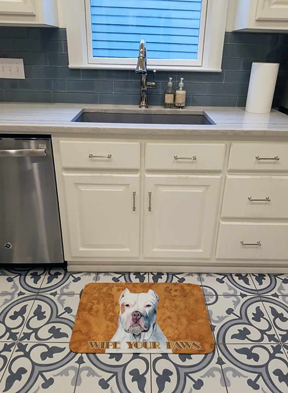 Pit Bull Wipe your Paws Memory Foam Kitchen Mat Machine Washable Anti-Fatigue Cushion Comfort Bath or Kitchen Rug