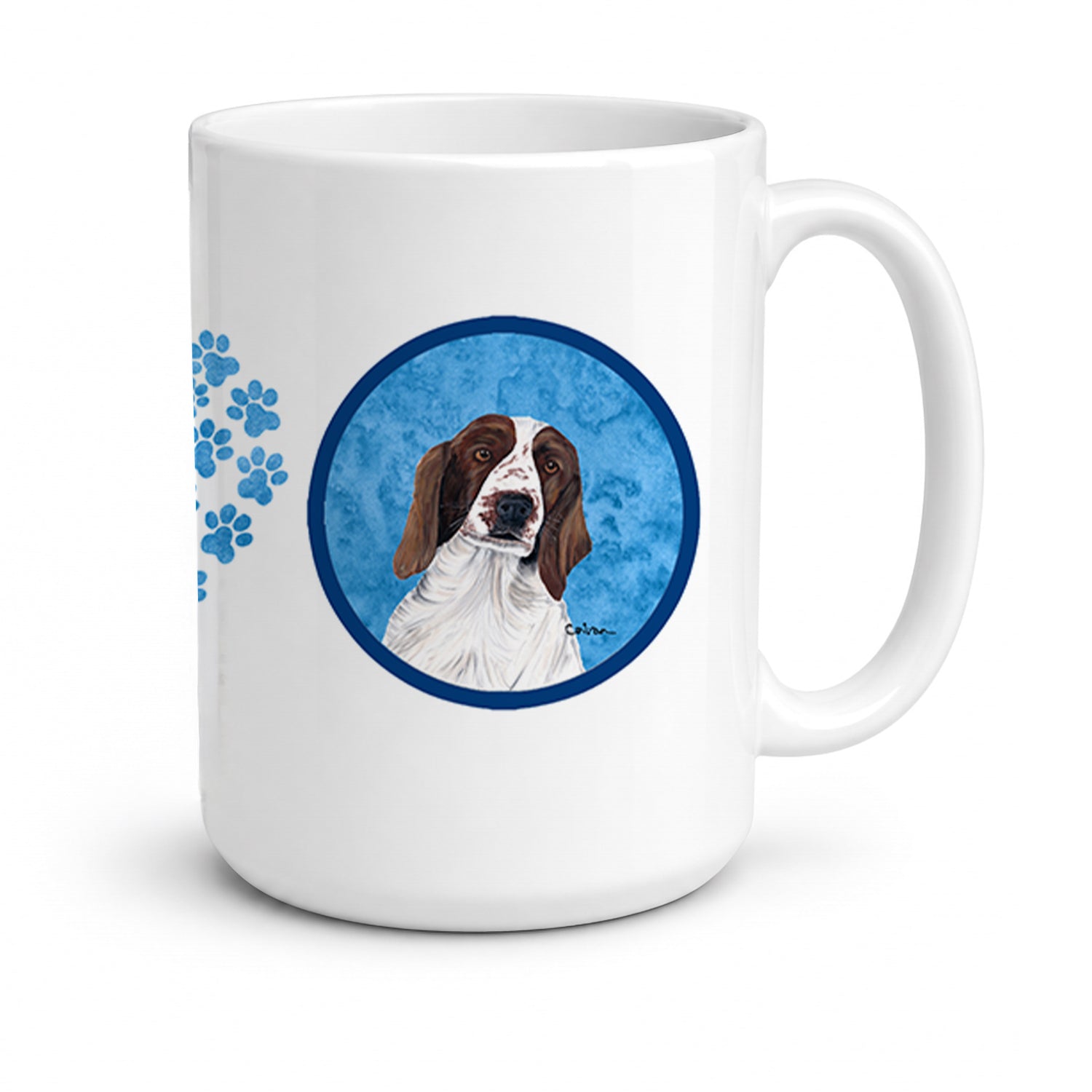 Blue Springer Spaniel Ceramic Coffee Mug 15 oz Decorative Large C Handle Mug Cup for Tea, Cocoa Hot Chocolate
