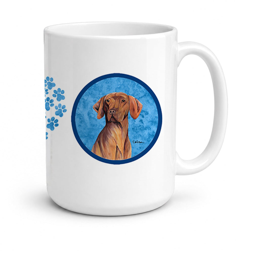 Blue Vizsla Ceramic Coffee Mug 15 oz Decorative Large C Handle Mug Cup for Tea, Cocoa Hot Chocolate
