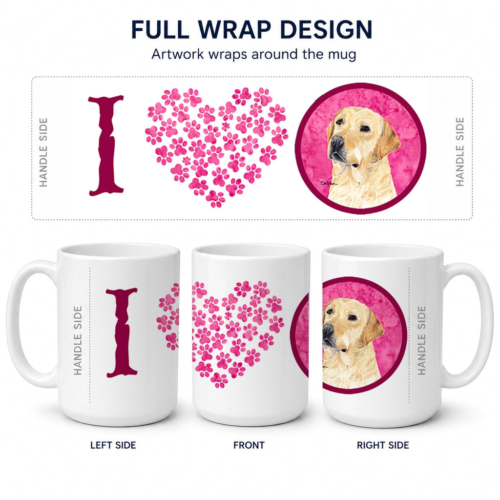 Pink Labrador Ceramic Coffee Mug 15 oz Decorative Large C Handle Mug Cup for Tea, Cocoa Hot Chocolate