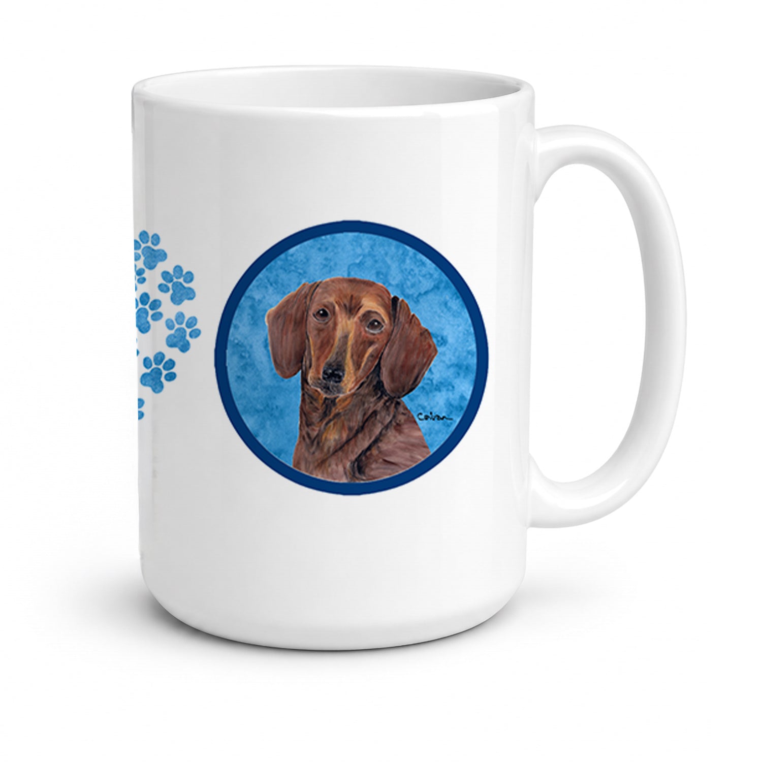Blue Dachshund Ceramic Coffee Mug 15 oz Decorative Large C Handle Mug Cup for Tea, Cocoa Hot Chocolate