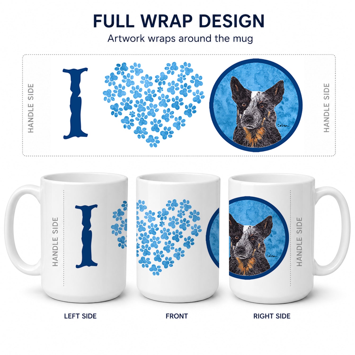 Blue Australian Cattle Dog Ceramic Coffee Mug 15 oz Decorative Large C Handle Mug Cup for Tea, Cocoa Hot Chocolate