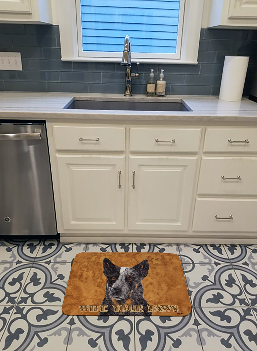 Australian Cattle Dog Wipe your Paws Memory Foam Kitchen Mat Machine Washable Anti-Fatigue Cushion Comfort Bath or Kitchen Rug