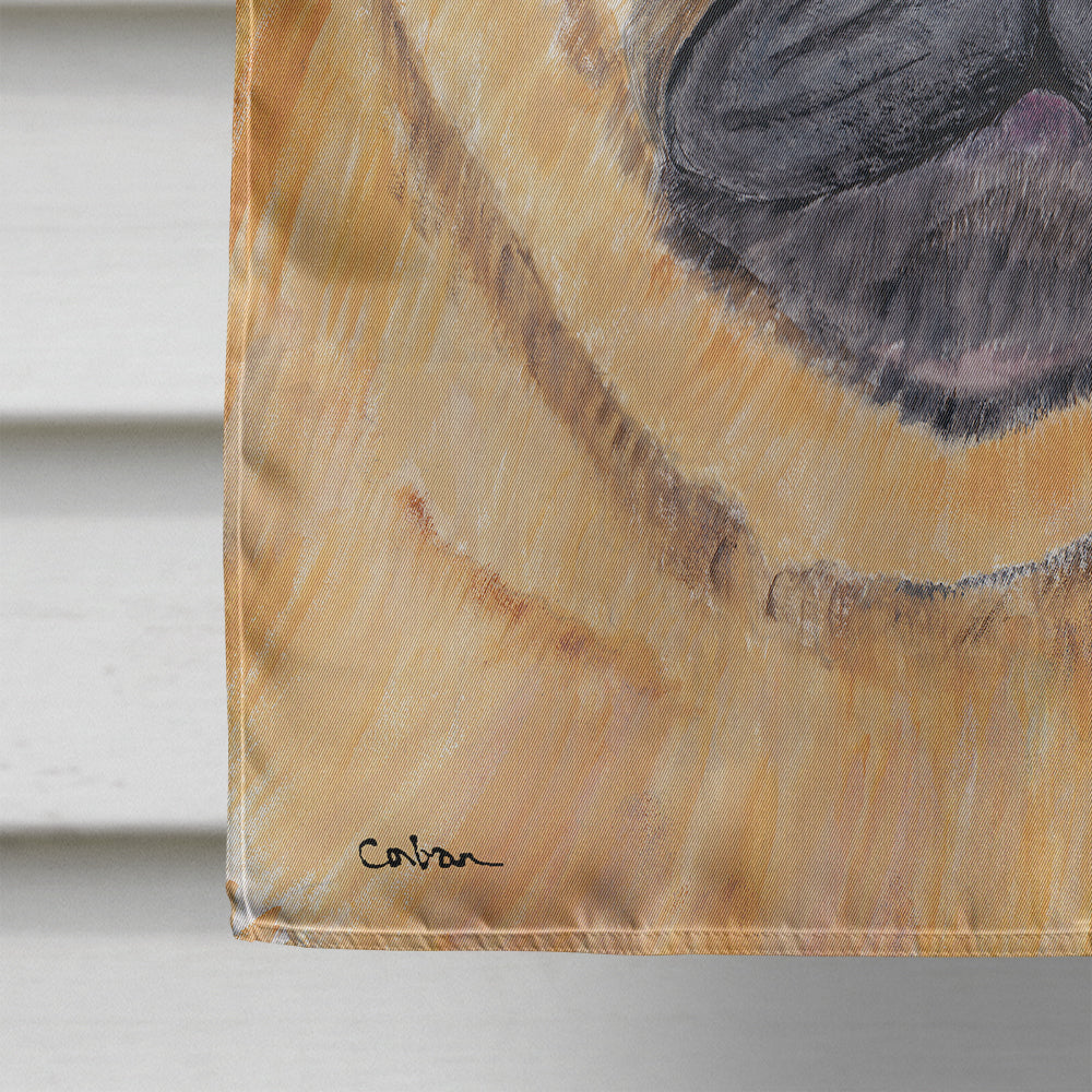 Pug Winter Snowflakes Holiday House Flag 28x40 Porch Sleeve Pole Decorative Outside Yard Banner Artwork Wall Hanging, Polyester