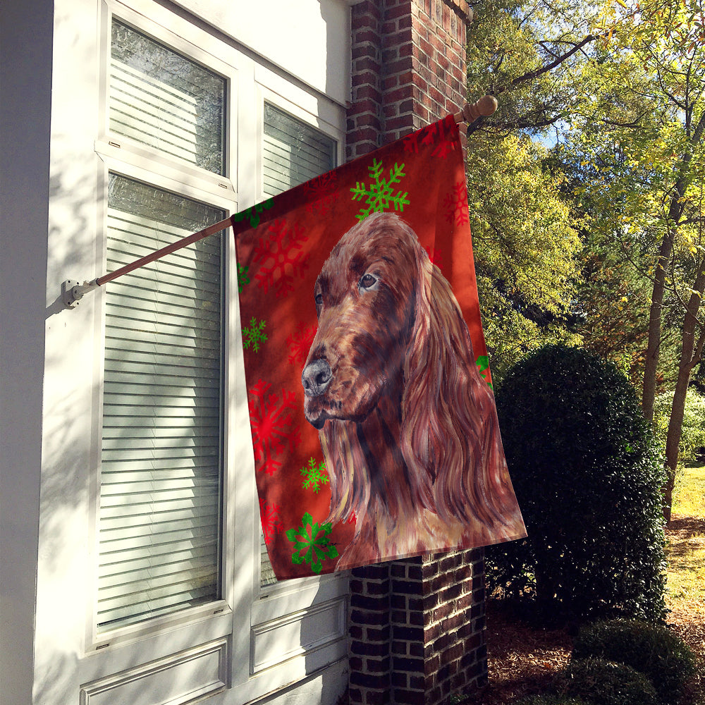 Irish Setter Red Snowflakes Holiday House Flag 28x40 Porch Sleeve Pole Decorative Outside Yard Banner Artwork Wall Hanging, Polyester