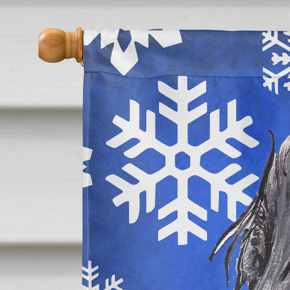 Black Cocker Spaniel Winter Snowflakes House Flag 28x40 Porch Sleeve Pole Decorative Outside Yard Banner Artwork Wall Hanging, Polyester