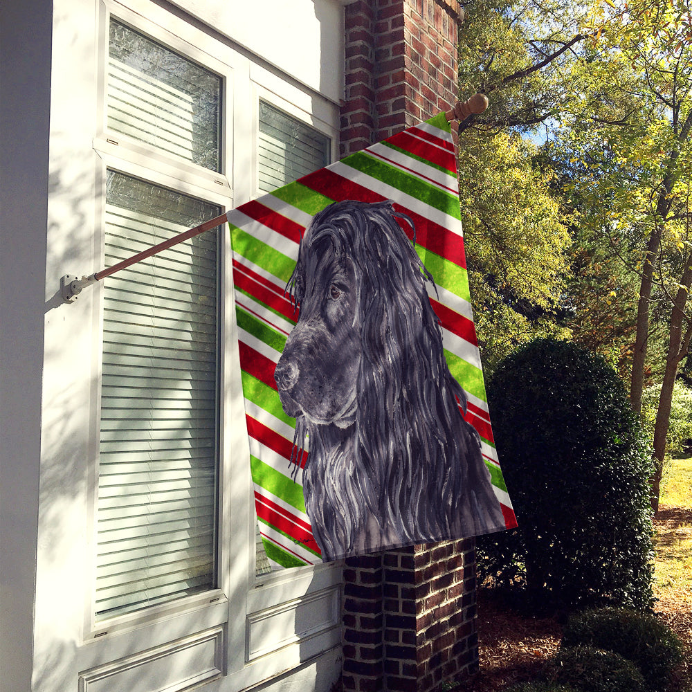 Black Cocker Spaniel Candy Cane Christmas House Flag 28x40 Porch Sleeve Pole Decorative Outside Yard Banner Artwork Wall Hanging, Polyester