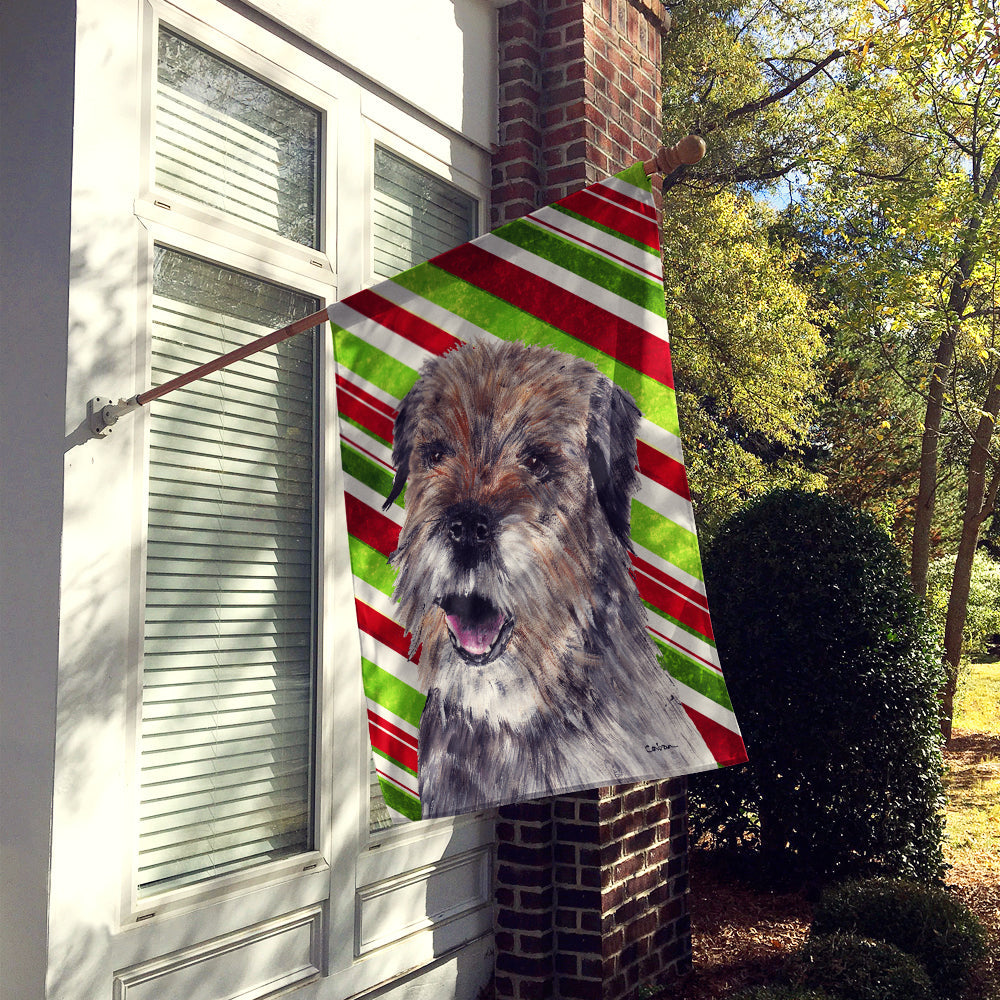 Border Terrier Candy Cane Christmas House Flag 28x40 Porch Sleeve Pole Decorative Outside Yard Banner Artwork Wall Hanging, Polyester