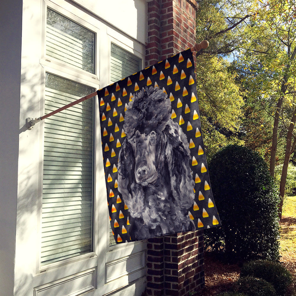 Black Standard Poodle Candy Corn Halloween House Flag 28x40 Porch Sleeve Pole Decorative Outside Yard Banner Artwork Wall Hanging, Polyester