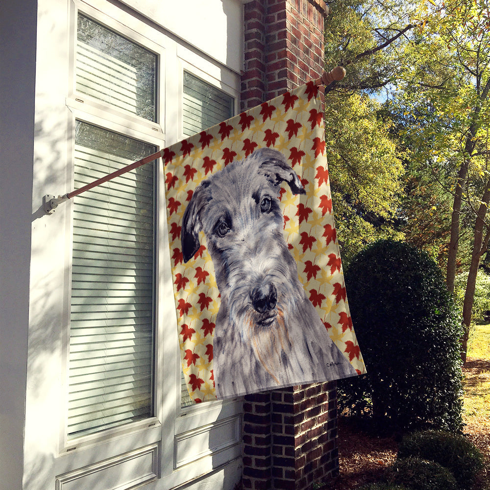 Scottish Deerhound Fall Leaves House Flag 28x40 Porch Sleeve Pole Decorative Outside Yard Banner Artwork Wall Hanging, Polyester