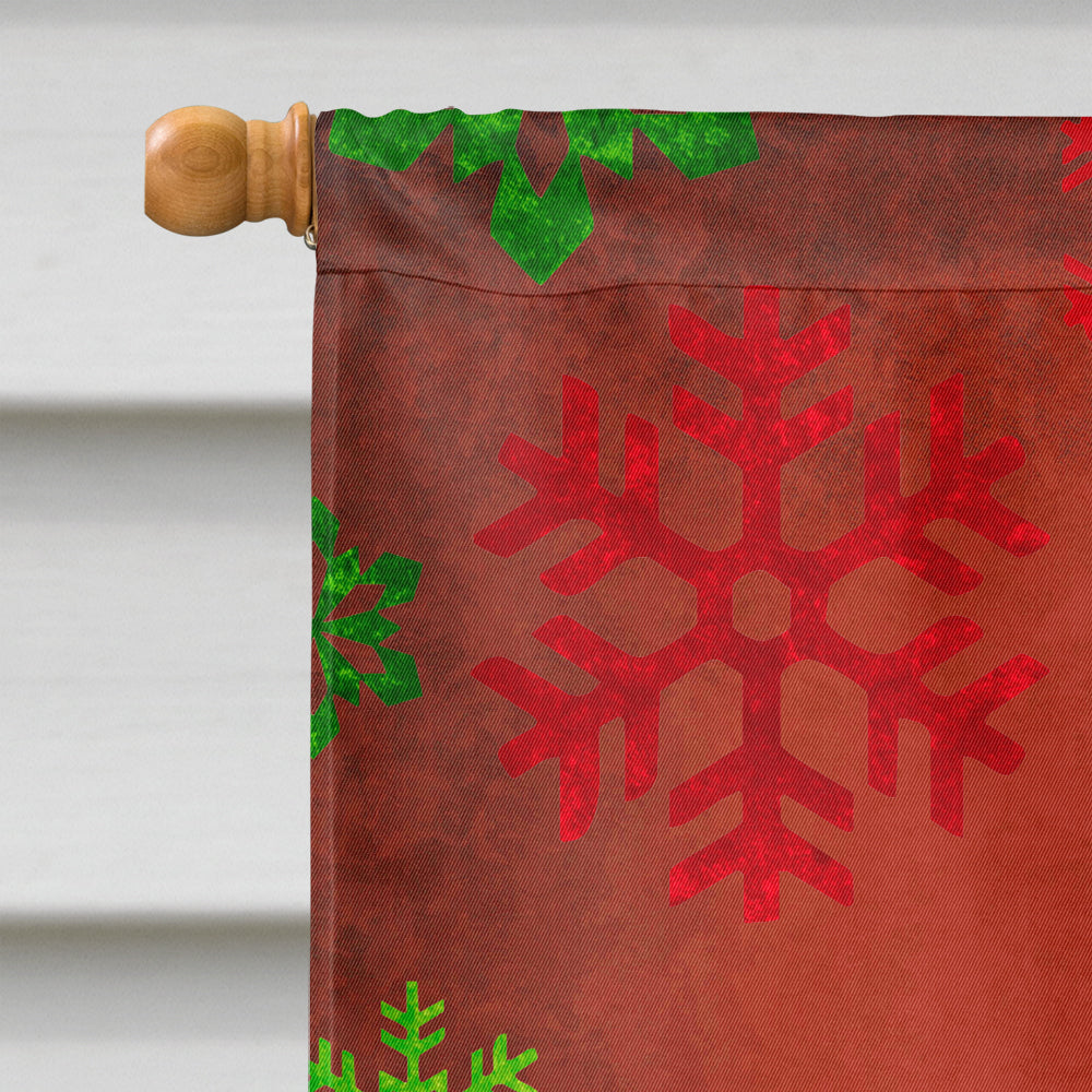 White Toy Poodle Red Snowflakes Holiday House Flag 28x40 Porch Sleeve Pole Decorative Outside Yard Banner Artwork Wall Hanging, Polyester