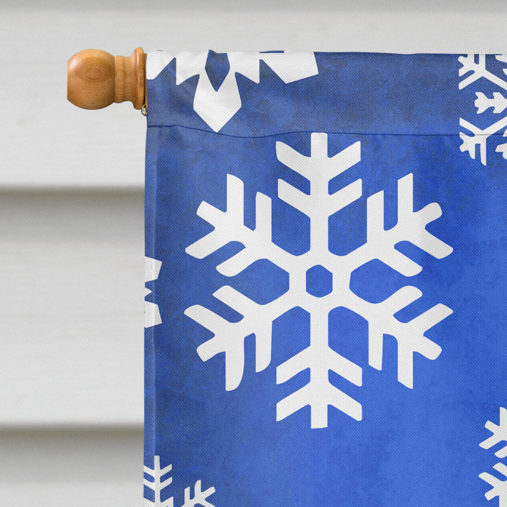 White Toy Poodle Winter Snowflakes House Flag 28x40 Porch Sleeve Pole Decorative Outside Yard Banner Artwork Wall Hanging, Polyester