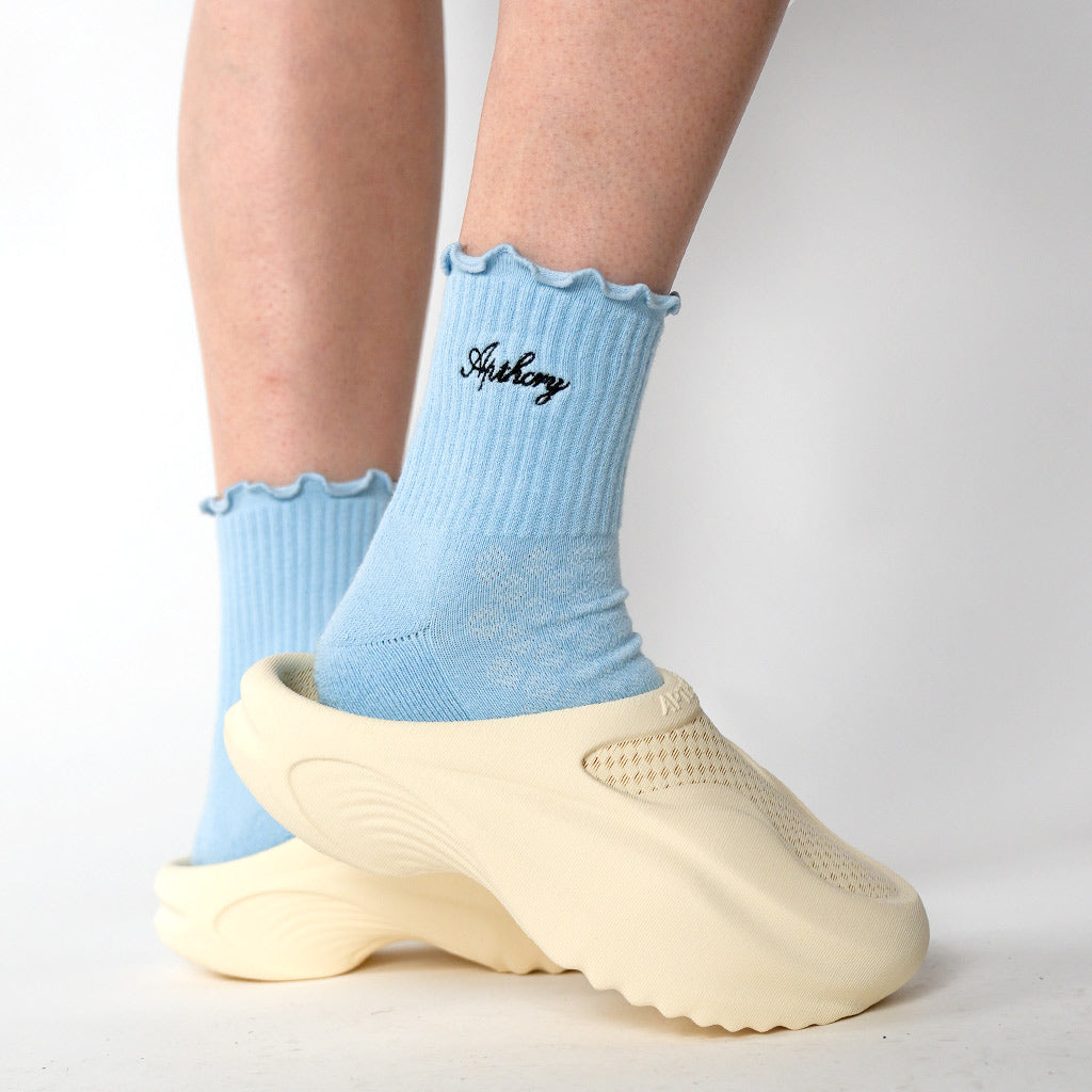 WMNS Lettuce Edge Quarter Socks - Pale Blue