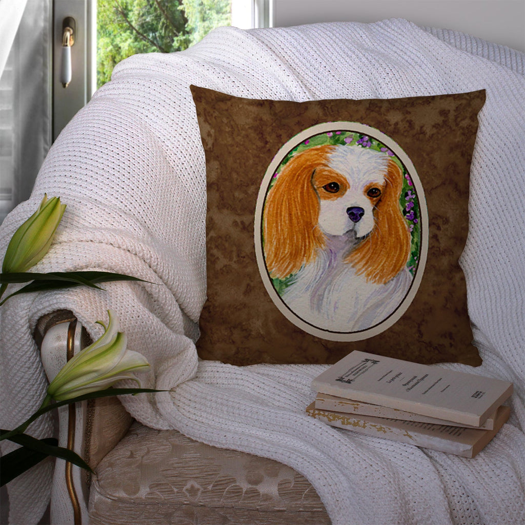 Cavalier Spaniel Decorative Throw Pillow 14x14 Indoor Outdoor Accent Cushion, Fabric Cover with Insert for Sofa, Bed, Porch & Living Room