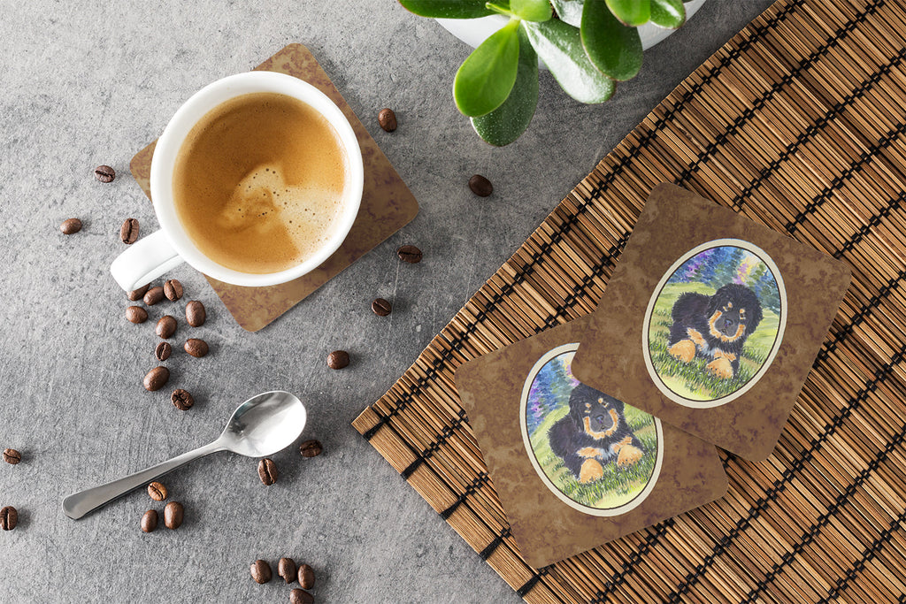Tibetan Mastiff Foam Coasters Set of 4 Cup Coasters for Indoor Outdoor, Tabletop Protection, Anti Slip, Mouse pad Material