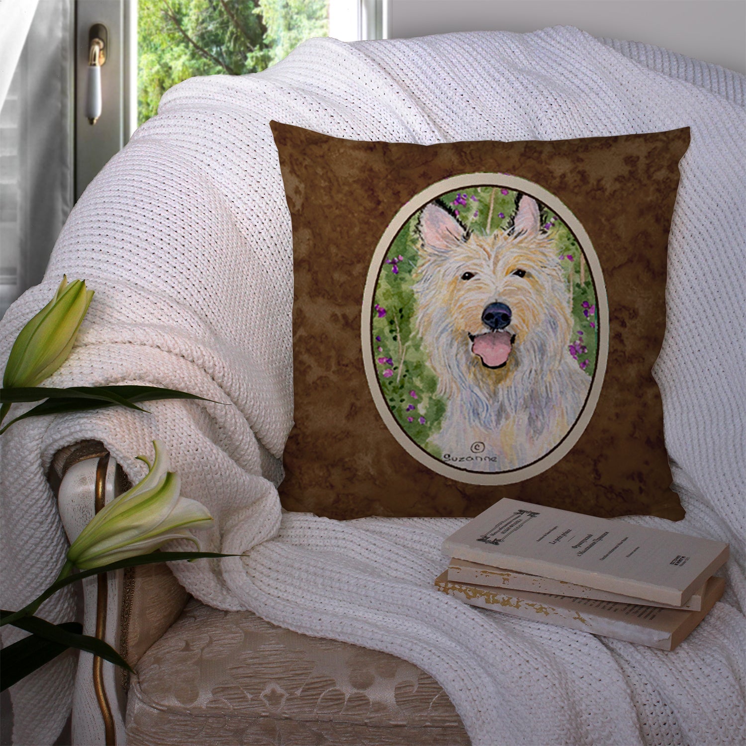 Berger Picard Decorative Throw Pillow 14x14 Indoor Outdoor Accent Cushion, Fabric Cover with Insert for Sofa, Bed, Porch & Living Room