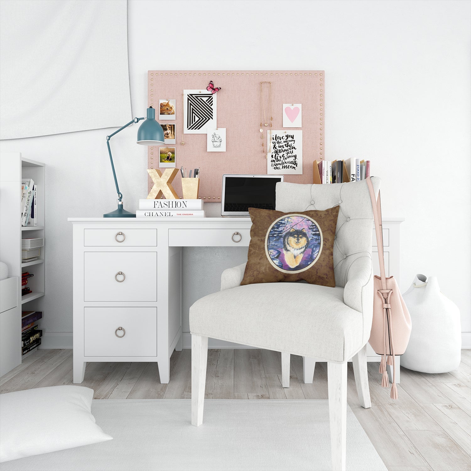Finnish Lapphund Decorative Throw Pillow 14x14 Indoor Outdoor Accent Cushion, Fabric Cover with Insert for Sofa, Bed, Porch & Living Room