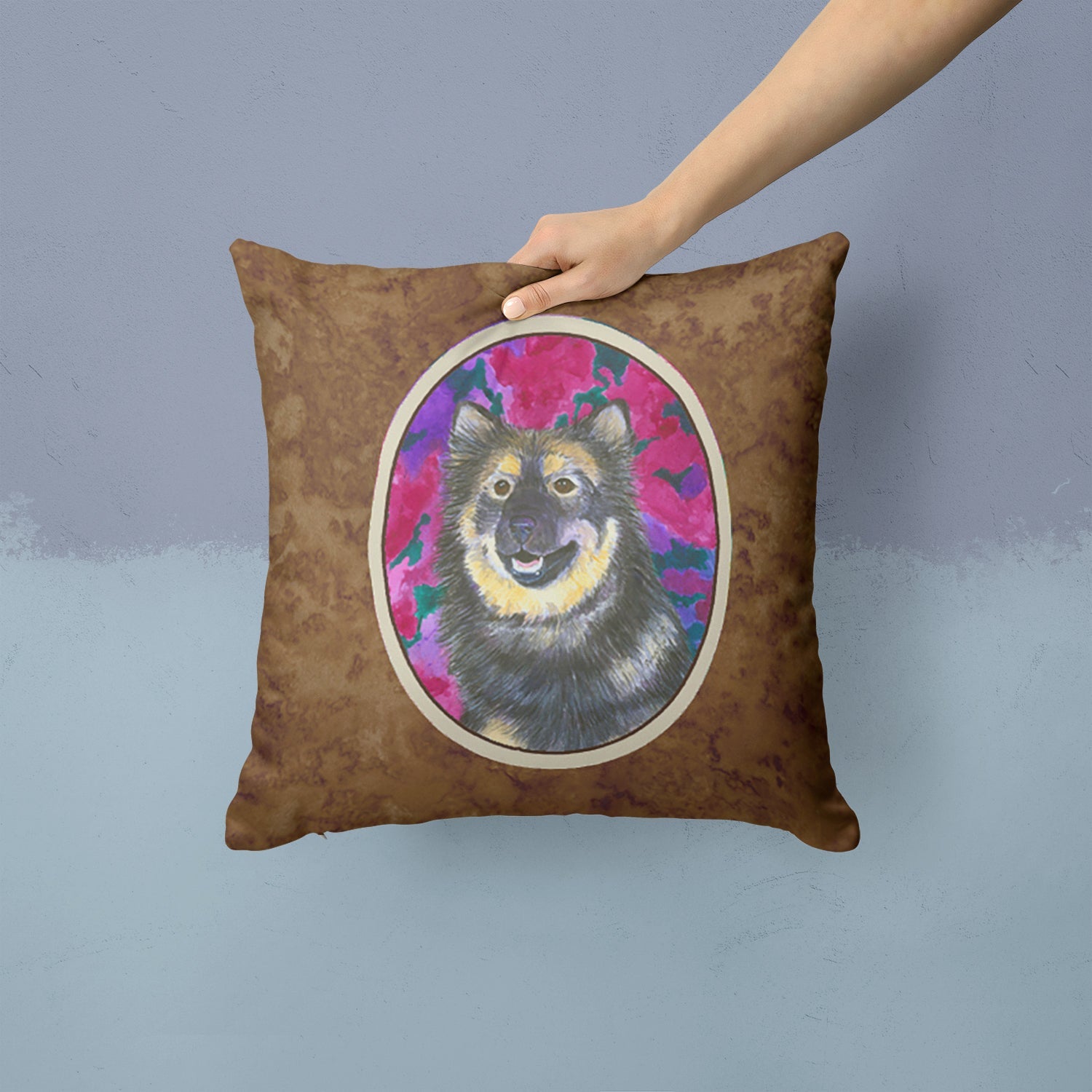 Finnish Lapphund Decorative Throw Pillow 14x14 Indoor Outdoor Accent Cushion, Fabric Cover with Insert for Sofa, Bed, Porch & Living Room