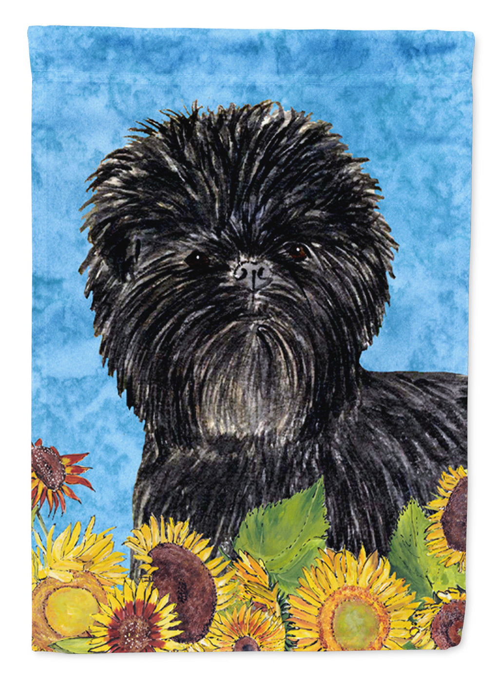 Affenpinscher in Summer Flowers House Flag 28x40 Porch Sleeve Pole Decorative Outside Yard Banner Artwork Wall Hanging, Polyester