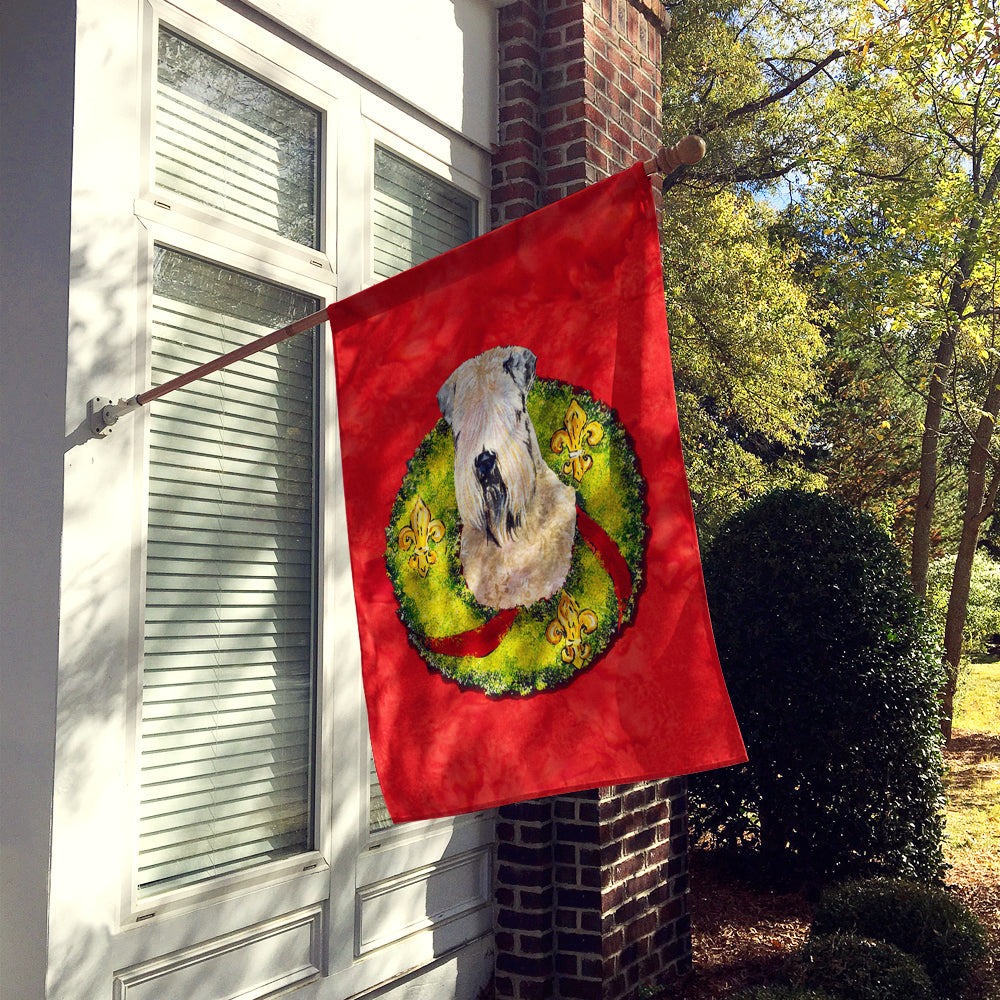 Wheaten Terrier Soft Coated Cristmas Wreath House Flag 28x40 Porch Sleeve Pole Decorative Outside Yard Banner Artwork Wall Hanging, Polyester