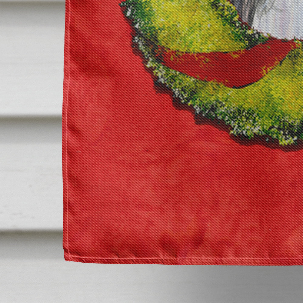 Bearded Collie Cristmas Wreath House Flag 28x40 Porch Sleeve Pole Decorative Outside Yard Banner Artwork Wall Hanging, Polyester