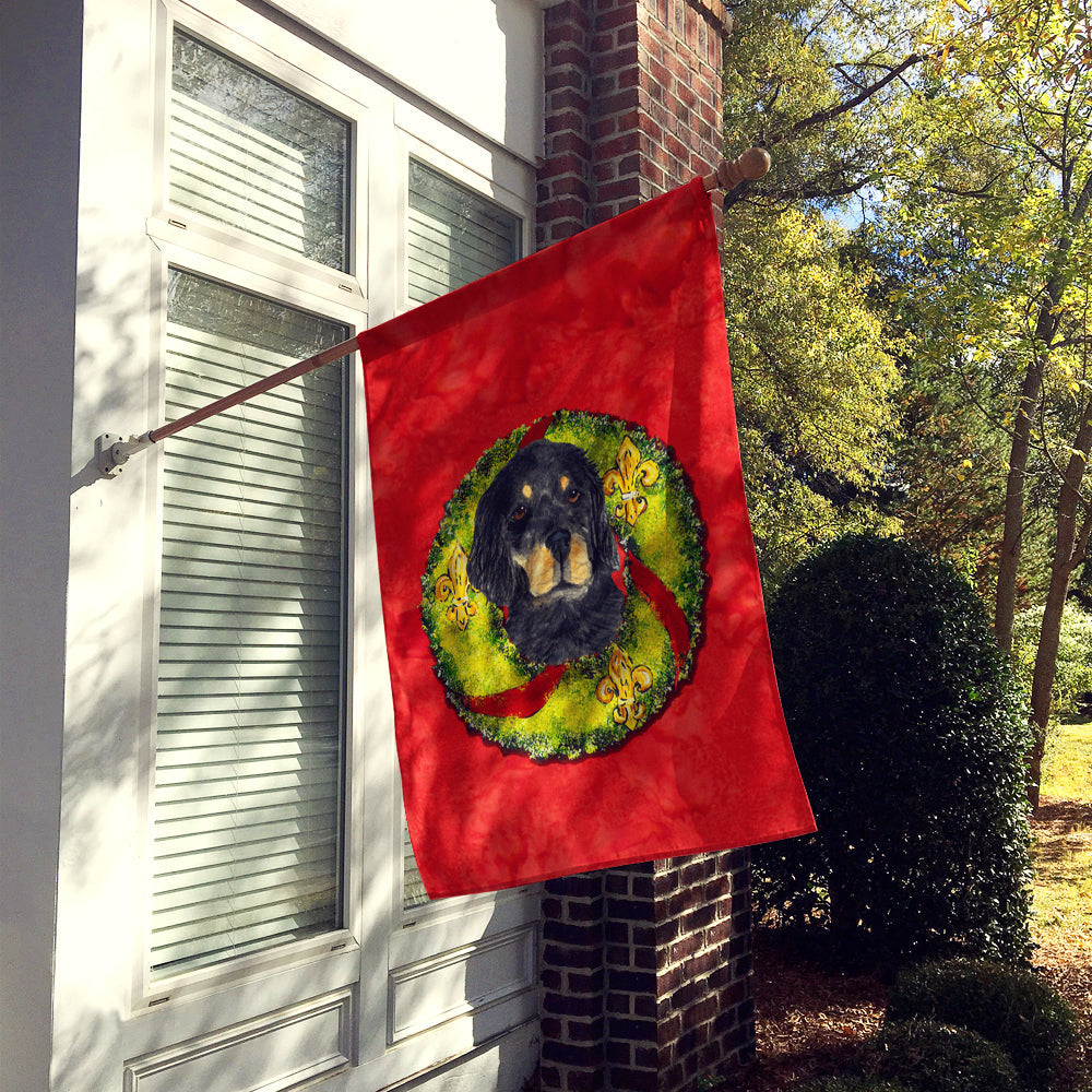 Gordon Setter Cristmas Wreath House Flag 28x40 Porch Sleeve Pole Decorative Outside Yard Banner Artwork Wall Hanging, Polyester