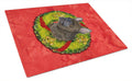 Brindle French Bulldog Cristmas Wreath Cutting Board Tempered Glass Kitchen Cutting Surface, Heat Resistant Chopping, Non-Slip Feet, Food Prep & Serving