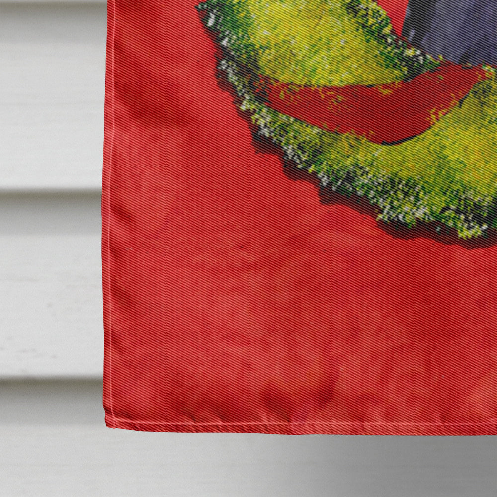 Schnauzer Cristmas Wreath House Flag 28x40 Porch Sleeve Pole Decorative Outside Yard Banner Artwork Wall Hanging, Polyester