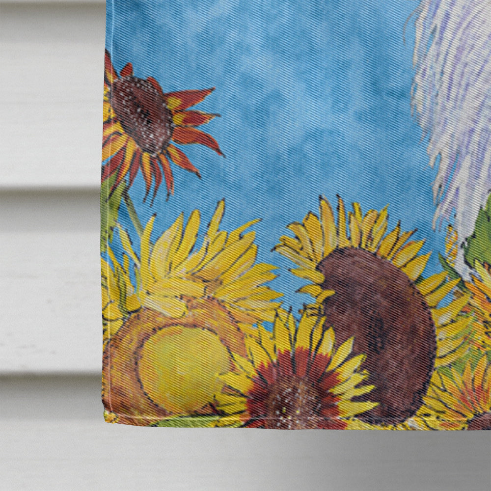 Borzoi in Summer Flowers House Flag 28x40 Porch Sleeve Pole Decorative Outside Yard Banner Artwork Wall Hanging, Polyester