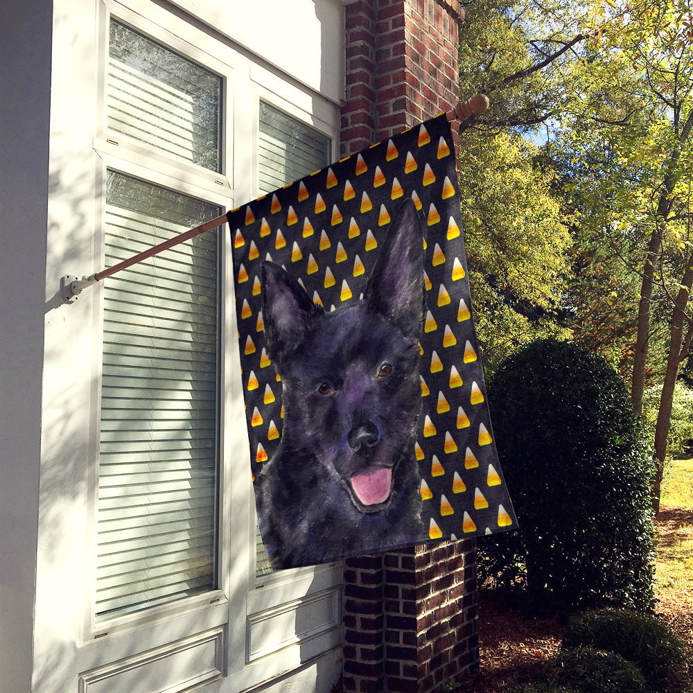 Australian Kelpie Candy Corn Halloween Portrait House Flag 28x40 Porch Sleeve Pole Decorative Outside Yard Banner Artwork Wall Hanging, Polyester