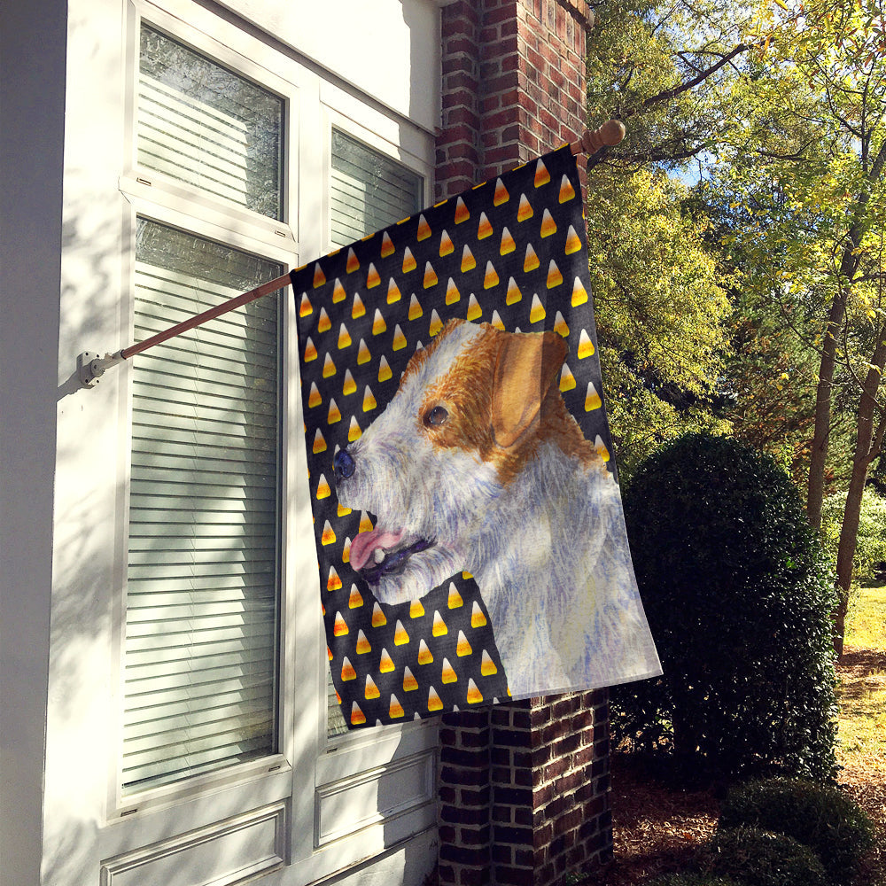 Jack Russell Terrier Candy Corn Halloween Portrait House Flag 28x40 Porch Sleeve Pole Decorative Outside Yard Banner Artwork Wall Hanging, Polyester