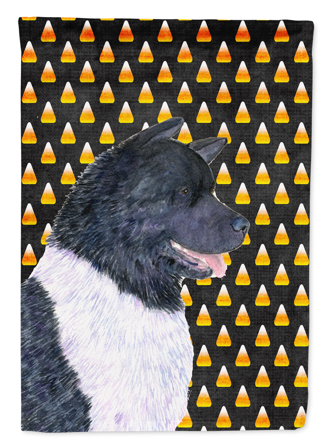 Akita Candy Corn Halloween Portrait House Flag 28x40 Porch Sleeve Pole Decorative Outside Yard Banner Artwork Wall Hanging, Polyester