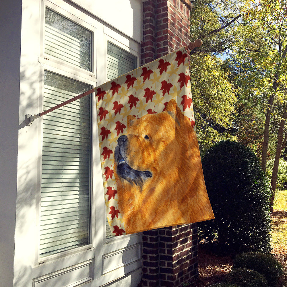 Chow Chow Fall Leaves Portrait House Flag 28x40 Porch Sleeve Pole Decorative Outside Yard Banner Artwork Wall Hanging, Polyester