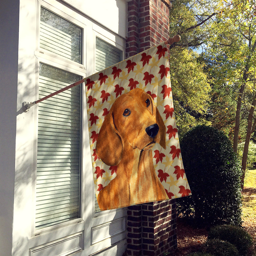 Dachshund Fall Leaves Portrait House Flag 28x40 Porch Sleeve Pole Decorative Outside Yard Banner Artwork Wall Hanging, Polyester