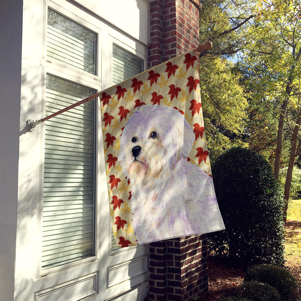 Maltese Fall Leaves Portrait House Flag 28x40 Porch Sleeve Pole Decorative Outside Yard Banner Artwork Wall Hanging, Polyester
