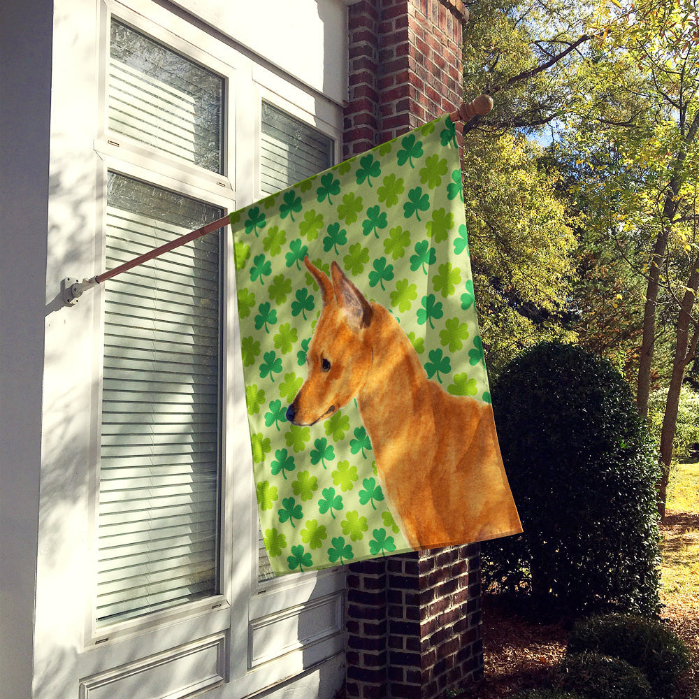 Min Pin St. Patrick's Day Shamrock Portrait House Flag 28x40 Porch Sleeve Pole Decorative Outside Yard Banner Artwork Wall Hanging, Polyester