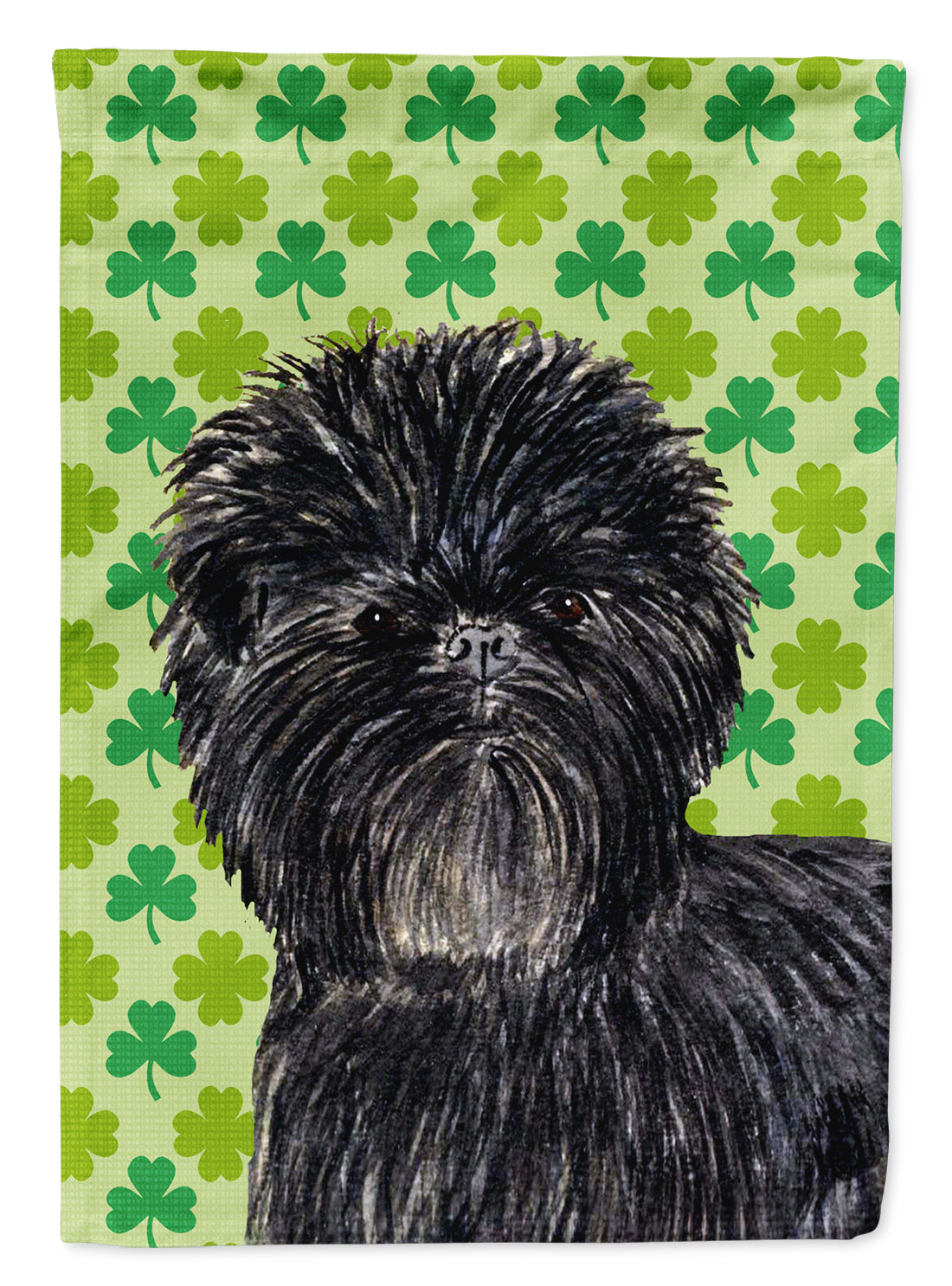 Affenpinscher St. Patrick's Day Shamrock Portrait House Flag 28x40 Porch Sleeve Pole Decorative Outside Yard Banner Artwork Wall Hanging, Polyester