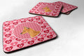 Min Pin Hearts Love and Valentine's Day Portrait Foam Coasters Set of 4 Cup Coasters for Indoor Outdoor, Tabletop Protection, Anti Slip, Mouse pad Material