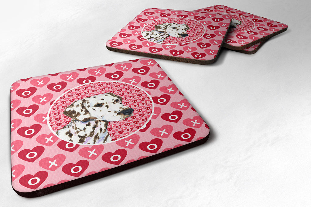Dalmatian Hearts Love and Valentine's Day Portrait Foam Coasters Set of 4 Cup Coasters for Indoor Outdoor, Tabletop Protection, Anti Slip, Mouse pad Material